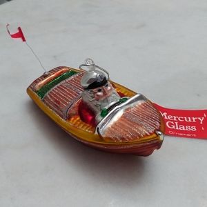 NEW NWT Antique wooden boat Christmas ornament